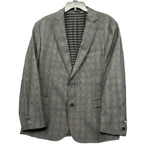 Hugo Boss Suit Jacket Mens 46R Gray Stripe 100% Virgin Wool Career Business Work